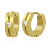 Goldplated �rering med CZ sten (1 stk.)