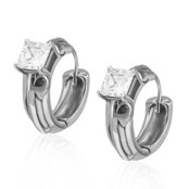 �rering i rustfrit st�l "Stone CZ" 1stk.