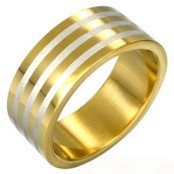 Herre ring i rustfrit st�l (316L) "Gold plated"