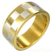 Herre ring i Rustfrit st�l (316L) "Gold plated"