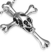 Halssmykke i skull design og rustfrit st�l.