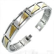 Armb�nd "Vincento" Steel/goldplated.