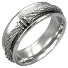 Herre ring i rustfrit st�l (316L) "Steel and wire"