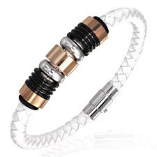 Armb�nd i l�derflet "Mocai" white
