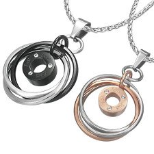 Par halsmykker i Rustfrit st�l  "Rings"