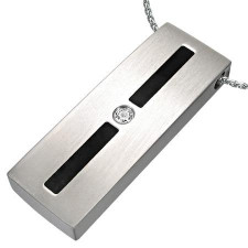 "Steel and CZ stone" Halssmykke