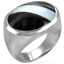 Herre ring i rustfrit st�l (316L) & sort agate