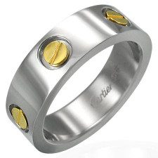 Herre ring i Rustfrit st�l (316L) "Gold plated"