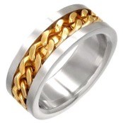 Herre ring i Rustfrit st�l (316L) "Gold plated"