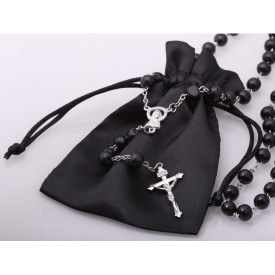 Rosenkrans med tr�perler "Black"
