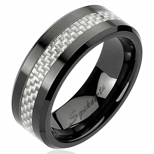 Sort ring i titanium
