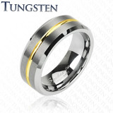 Tungsten ring "Gold stribe"