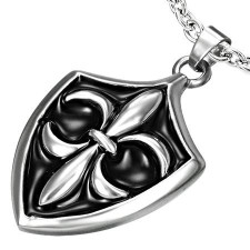 "Fleur de lis shield" Halssmykke i Rustfrit st�l.