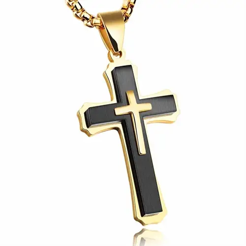 Christian kors i forgyldt stål