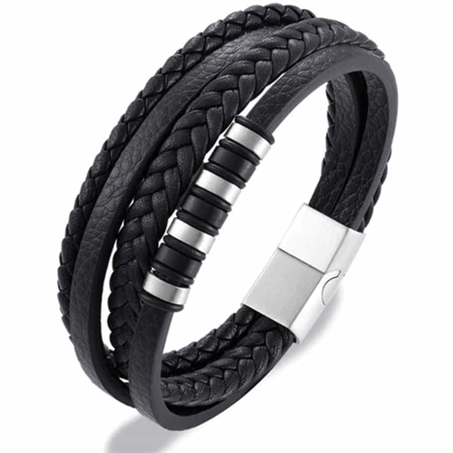 New Milano Steel - Læderarmbånd