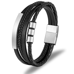 Kalaz armbånd i læder og stål