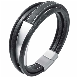 Lucio læderarmbånd steel