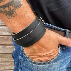 Sort BOKK læderarmbånd deluxe