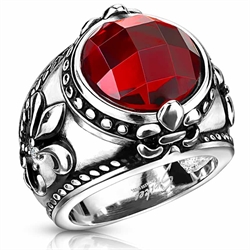 Fleur De Lis biker fashion ring