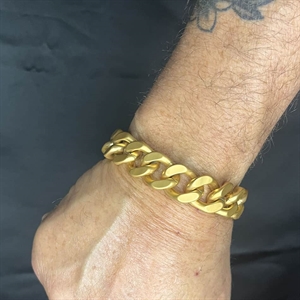 XL Mat golden square armbånd i ædelstål / 1,6 cm