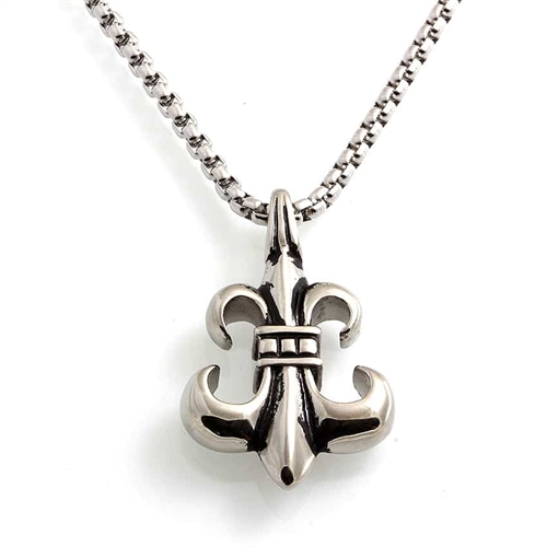 Halssmykke Fleur De Lis i stål.