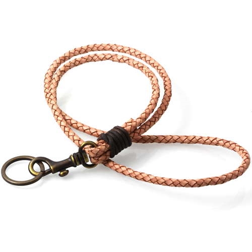Enig med Mod viljen anmodning Læder Keyhanger i lyst læder på 80cm med messing carabin