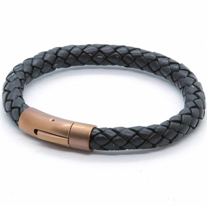 Mens Chart læderarmbånd sort/Bronze.
