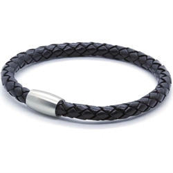 Læderbolo armbånd med magnetlås