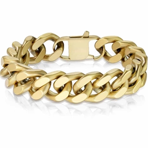 XL Mat golden square armbånd i ædelstål / 1,6 cm