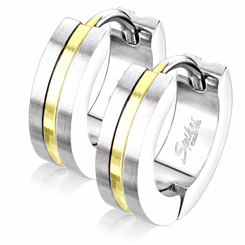 Gold stripe ørering i ædelstål