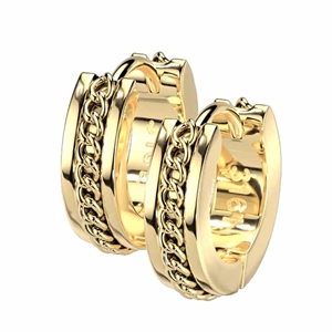 Chain ørering i ædelstål gold PVD