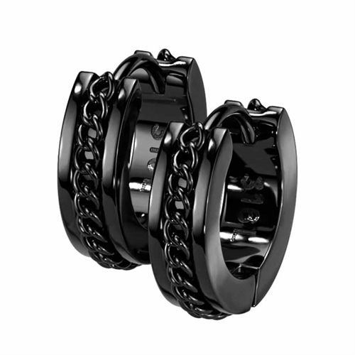Chain ørering i ædelstål sort PVD