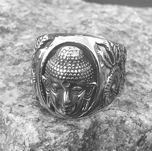 Buddha bikerring i ædelstål