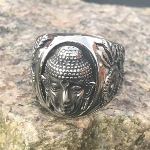 Buddha bikerring i ædelstål