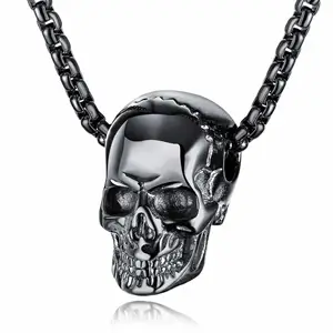 Sort skull halssmykke 