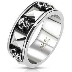 Old skull ring 8mm Spikes