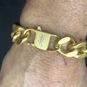 XL Mat golden square armbånd i ædelstål / 1,6 cm