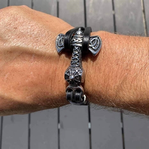 Thors-hammer armbånd steel