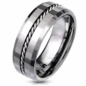 K4 Tungstenring med kæde 